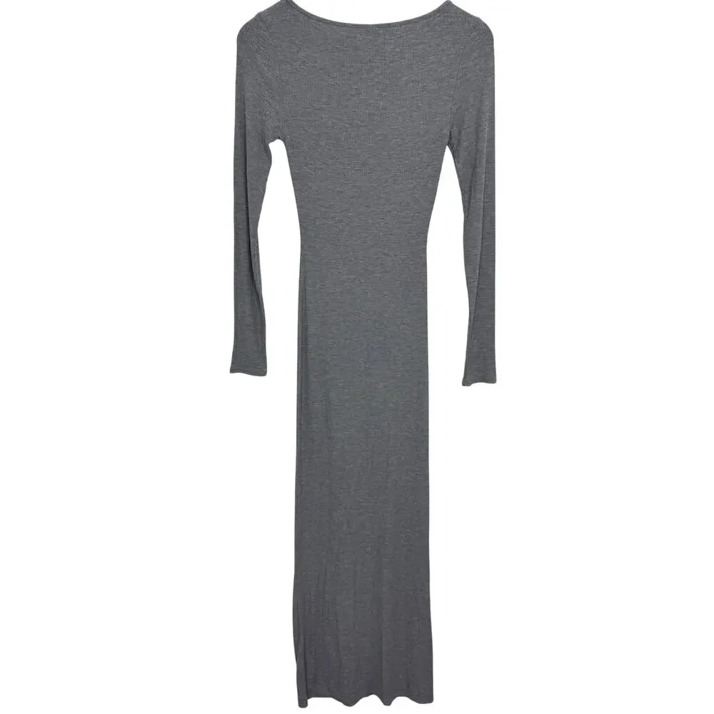 Skims Soft Lounge Long Sleeve Dress Maxi Gray Size Small